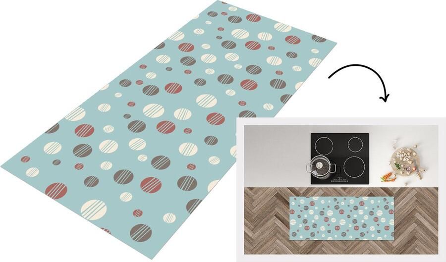 KitchenYeah Keukenloper Loper keuken Stippen Patronen Pastel 120x50 cm Keukenloper vinyl