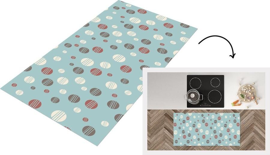 KitchenYeah Keukenloper Loper keuken Stippen Patronen Pastel 120x60 cm Keukenloper vinyl