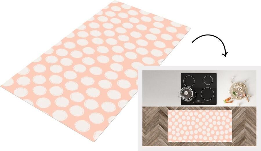 KitchenYeah Keukenloper Loper keuken Stippen Roze Patroon 120x60 cm Keukenloper vinyl