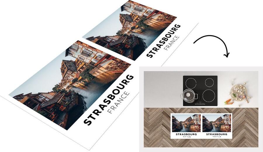 KitchenYeah Keukenloper Loper keuken Straatsburg Frankrijk Water 120x50 cm Keukenloper vinyl