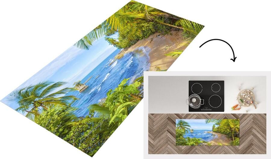 KitchenYeah Keukenloper Loper keuken Strand Amerika Palmbomen 120x50 cm Keukenloper vinyl
