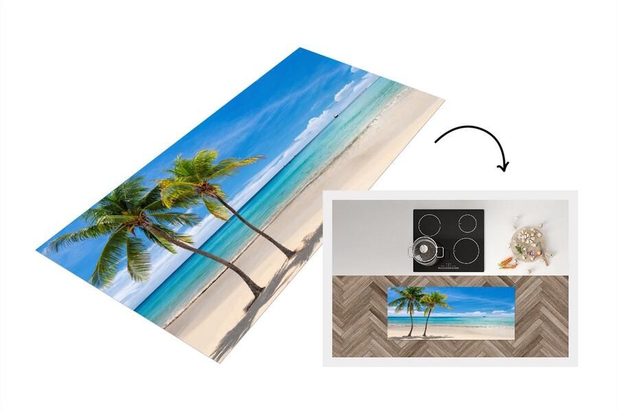 KitchenYeah Keukenloper Loper keuken Strand Boot Zee 120x50 cm Keukenloper vinyl