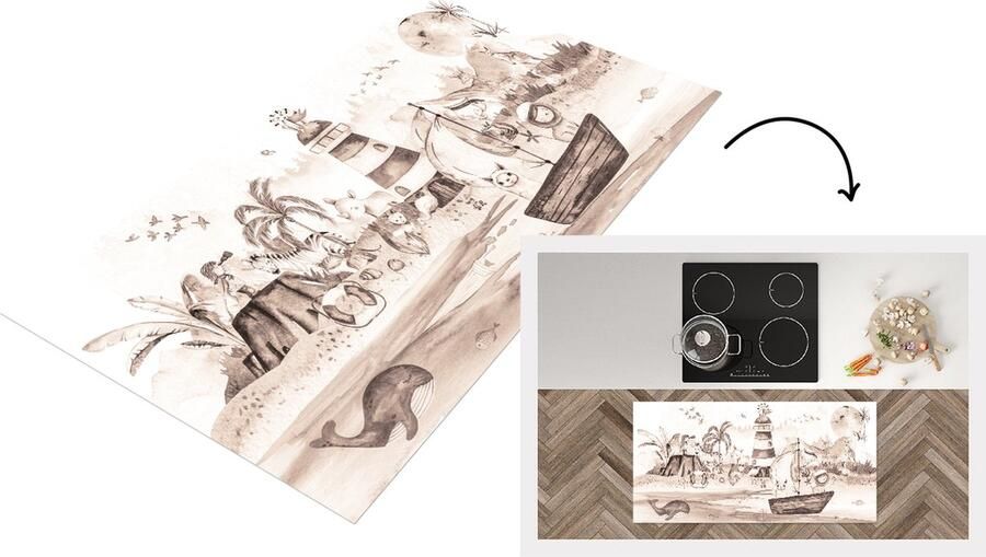 KitchenYeah Keukenloper Loper keuken Strand Kinderen Dieren 120x60 cm Keukenloper vinyl