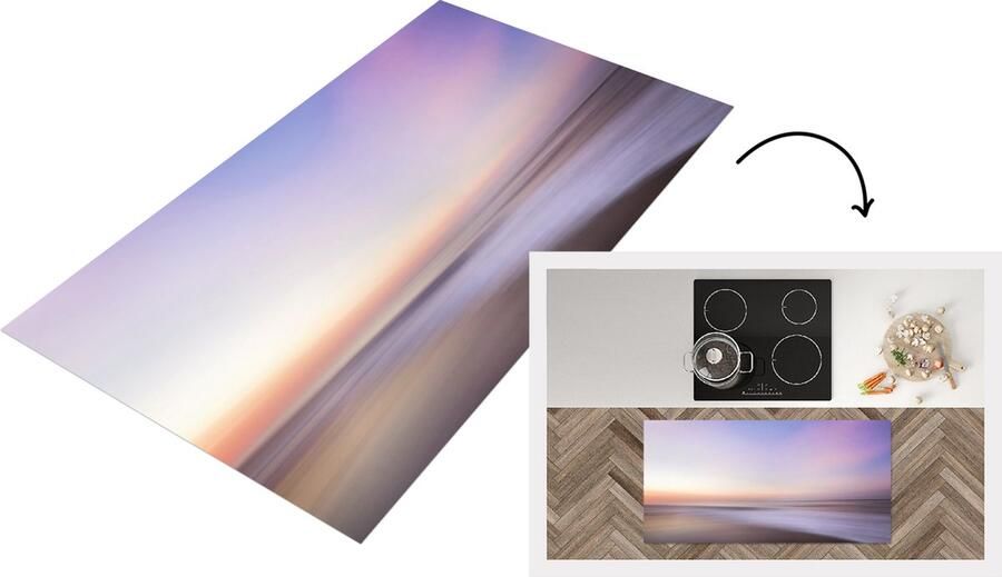 KitchenYeah Keukenloper Loper keuken Strand Kleuren Pastel 120x60 cm Keukenloper vinyl