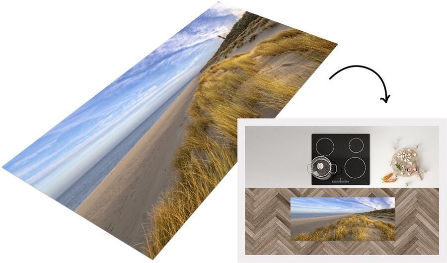 KitchenYeah Keukenloper Loper keuken Strand Lucht Vuurtoren 120x50 cm Keukenloper vinyl