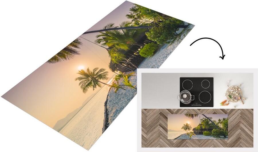KitchenYeah Keukenloper Loper keuken Strand Palmbomen Thailand 120x50 cm Keukenloper vinyl