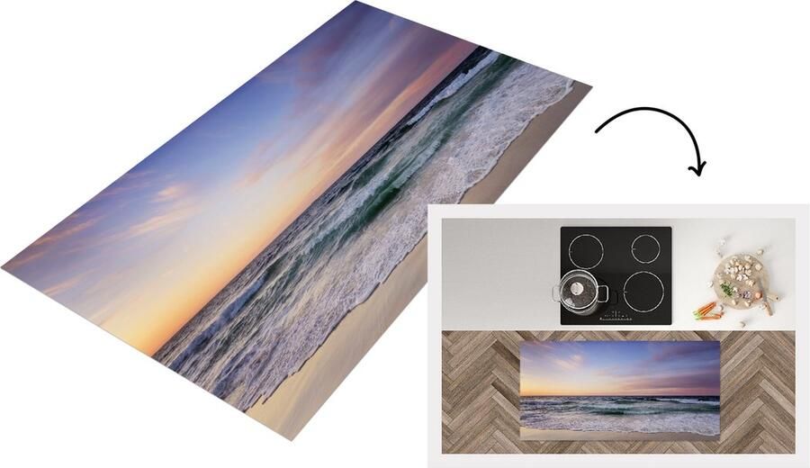 KitchenYeah Keukenloper Loper keuken Strand Pastel Kleuren 120x60 cm Keukenloper vinyl