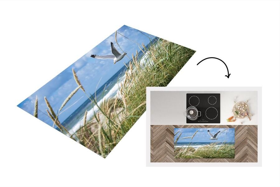 KitchenYeah Keukenloper Loper keuken Strand Riet Vogel 120x60 cm Keukenloper vinyl