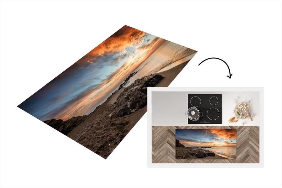 KitchenYeah Keukenloper Loper keuken Strand Stenen Avond Lucht Natuur 120x60 cm Keukenloper vinyl