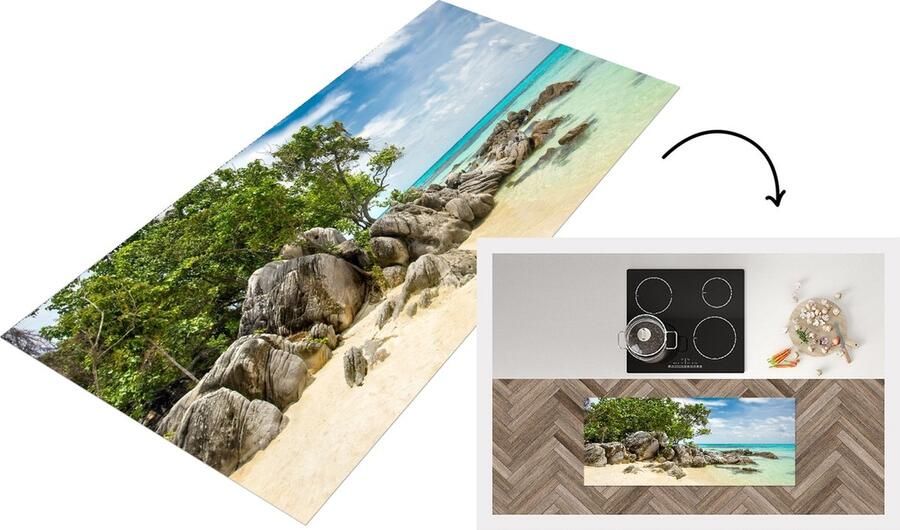 KitchenYeah Keukenloper Loper keuken Strand Stenen Zee Zomer 120x50 cm Keukenloper vinyl