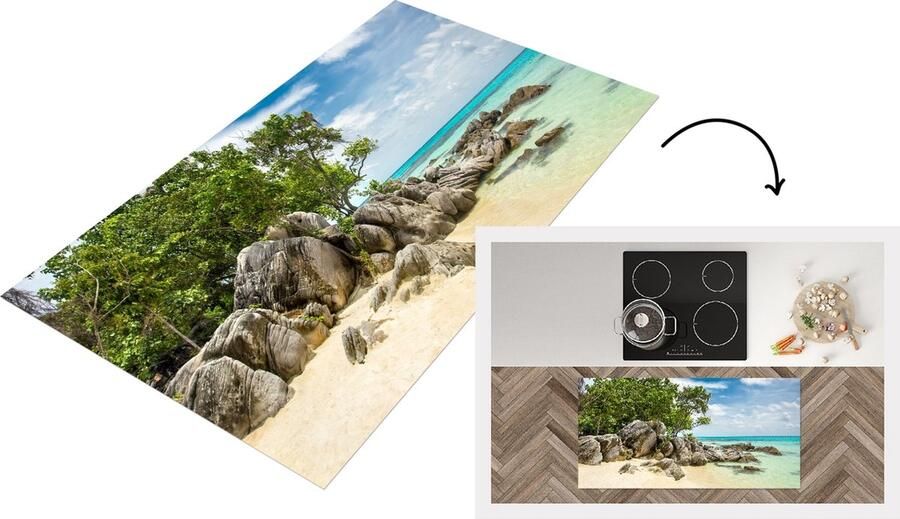 KitchenYeah Keukenloper Loper keuken Strand Stenen Zee Zomer 120x60 cm Keukenloper vinyl