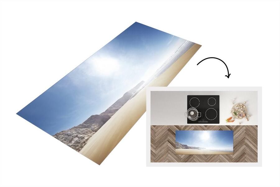 KitchenYeah Keukenloper Loper keuken Strand Stenen Zon 120x50 cm Keukenloper vinyl