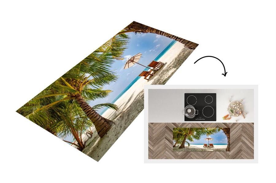KitchenYeah Keukenloper Loper keuken Strand Strandstoel Parasol 120x50 cm Keukenloper vinyl
