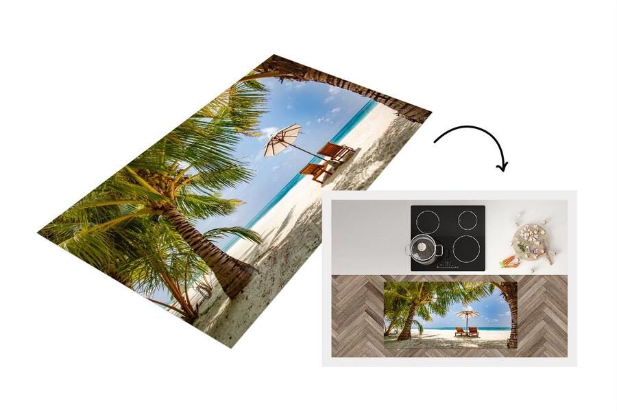 KitchenYeah Keukenloper Loper keuken Strand Strandstoel Parasol 120x60 cm Keukenloper vinyl