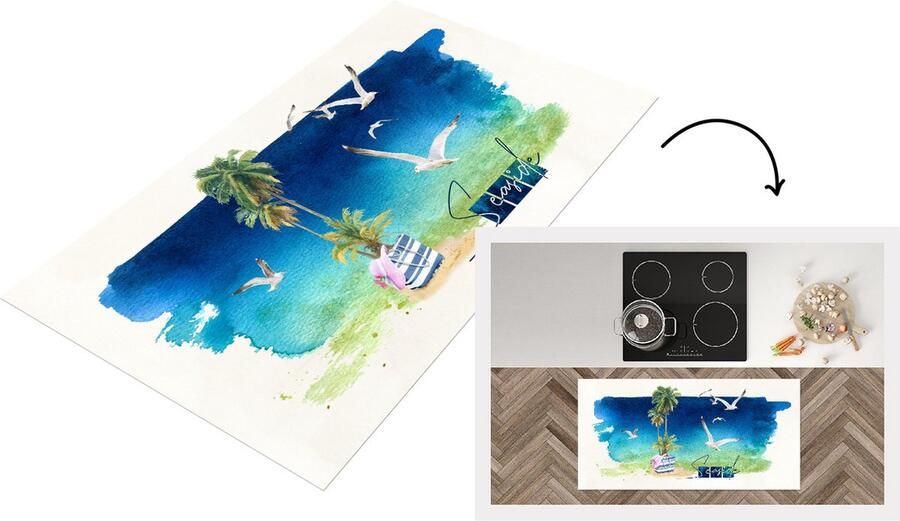 KitchenYeah Keukenloper Loper keuken Strand Vogel Lucht 120x60 cm Keukenloper vinyl