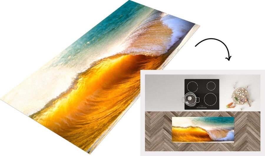 KitchenYeah Keukenloper Loper keuken Strand Zee Golf 120x50 cm Keukenloper vinyl