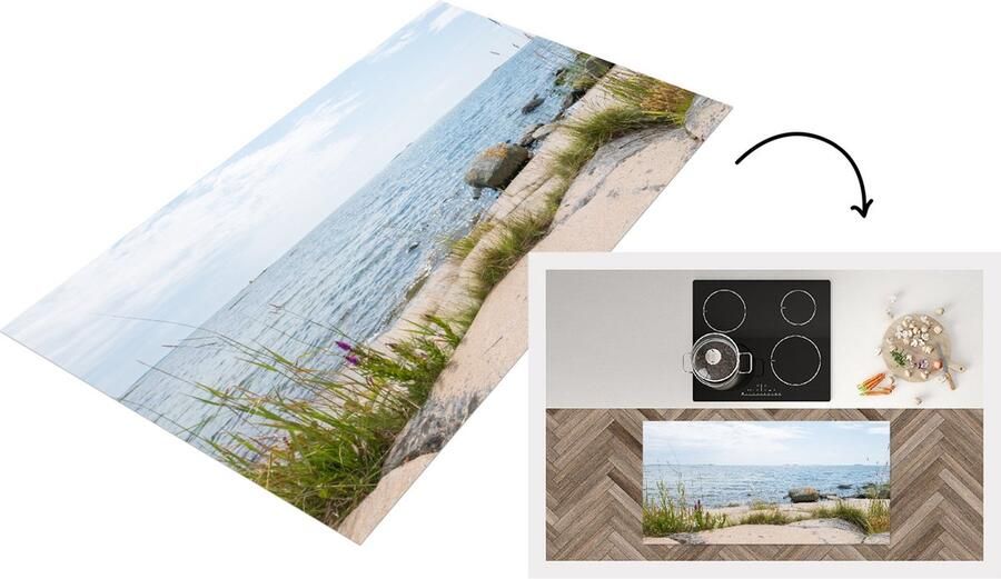 KitchenYeah Keukenloper Loper keuken Strand Zee Keien 120x60 cm Keukenloper vinyl