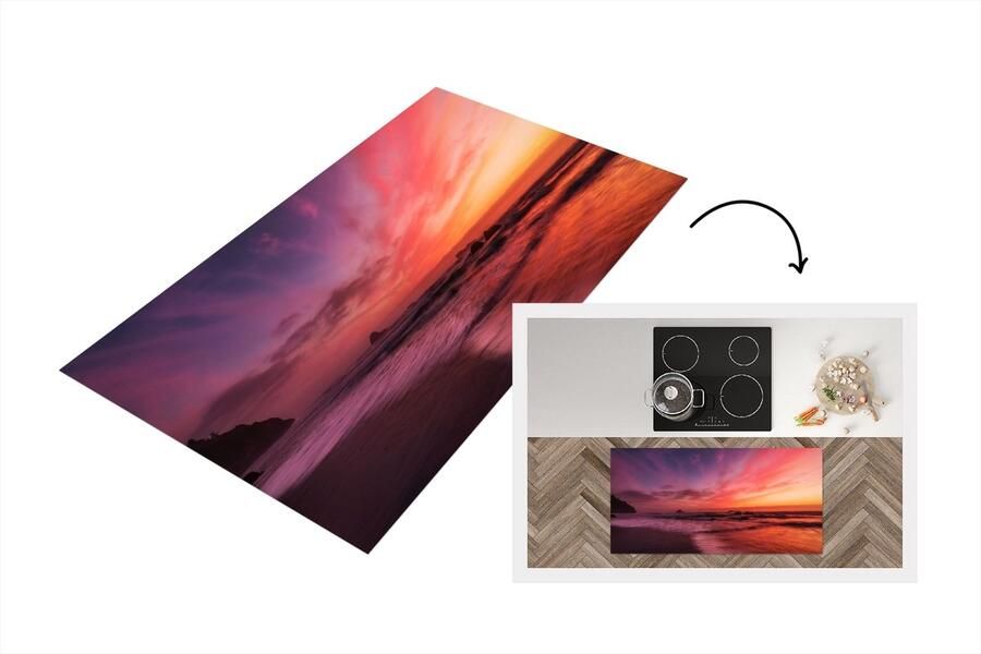 KitchenYeah Keukenloper Loper keuken Strand Zee Natuur Avond 120x60 cm Keukenloper vinyl