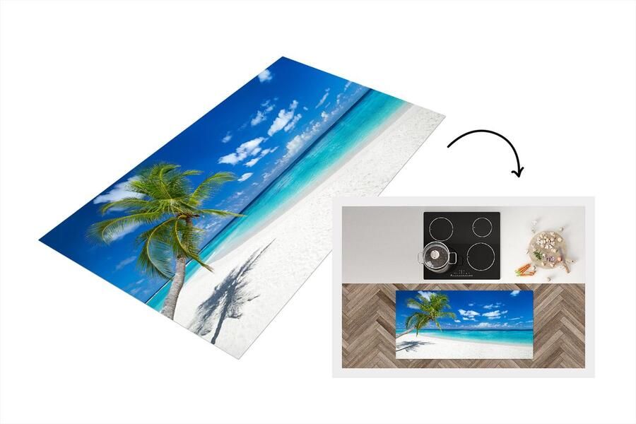 KitchenYeah Keukenloper Loper keuken Strand Zee Palmboom Eiland 120x60 cm Keukenloper vinyl