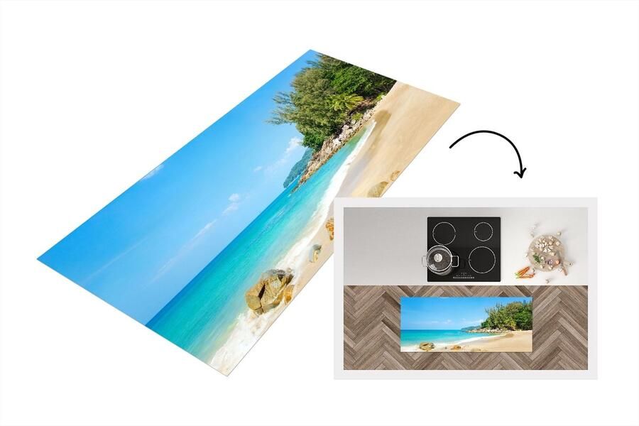 KitchenYeah Keukenloper Loper keuken Strand Zee Planten Tropical 120x50 cm Keukenloper vinyl