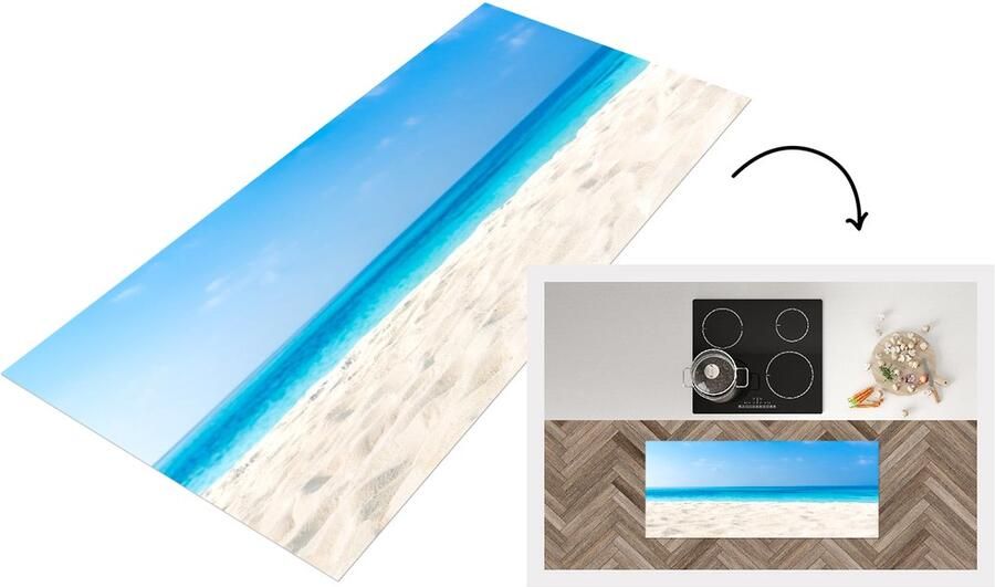 KitchenYeah Keukenloper Loper keuken Strand Zee Zand 120x50 cm Keukenloper vinyl