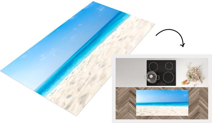 KitchenYeah Keukenloper Loper keuken Strand Zee Zand 120x60 cm Keukenloper vinyl