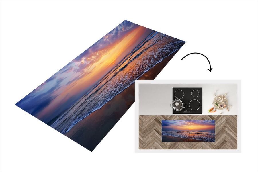 KitchenYeah Keukenloper Loper keuken Strand Zon Lucht 120x50 cm Keukenloper vinyl