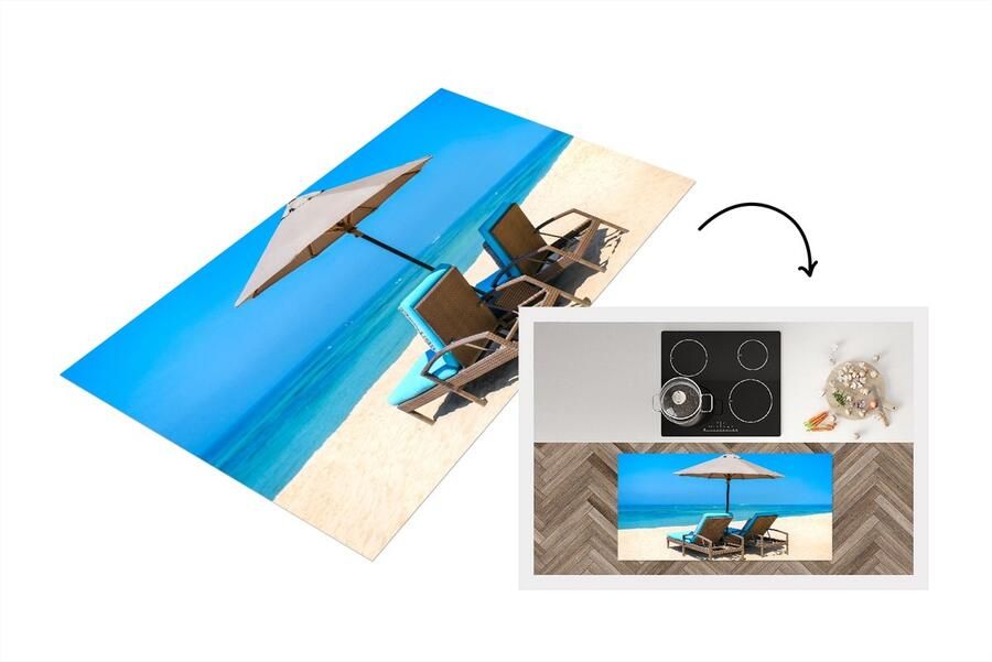 KitchenYeah Keukenloper Loper keuken Strandstoel Parasol Zomer Zee 120x60 cm Keukenloper vinyl