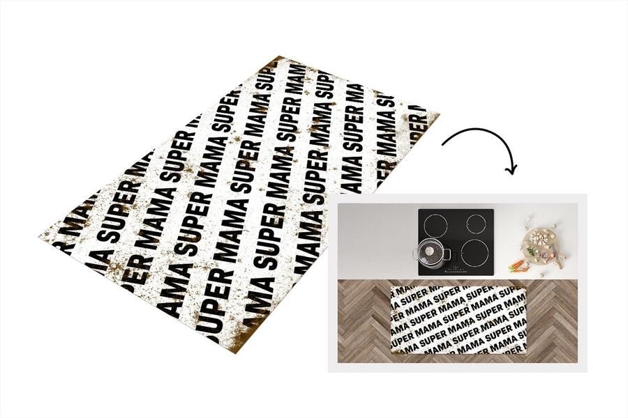 KitchenYeah Keukenloper Loper keuken Super mama Moederdag cadeautje Moederdag Vintage 120x60 cm Keukenloper vinyl