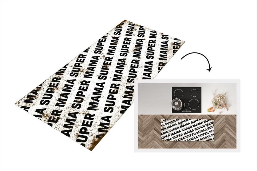 KitchenYeah Keukenloper Loper keuken Super mama Spreuken Quotes Moeder 120x50 cm Keukenloper vinyl