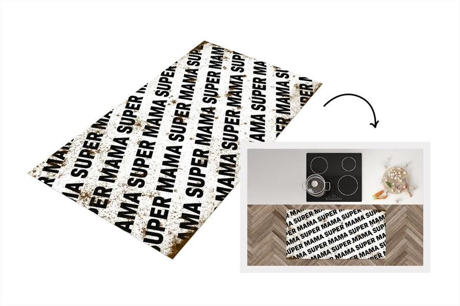 KitchenYeah Keukenloper Loper keuken Super mama Spreuken Quotes Moeder 120x60 cm Keukenloper vinyl