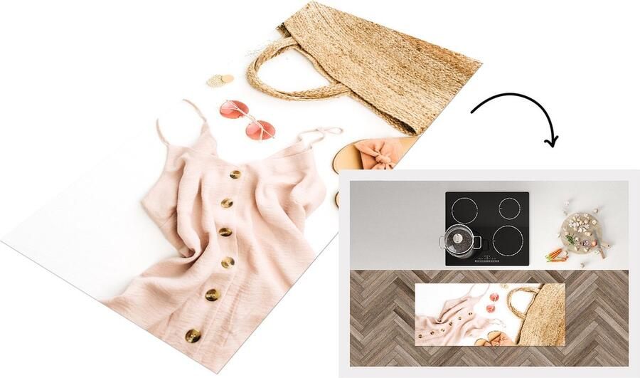 KitchenYeah Keukenloper Loper keuken Tas Zonnebril Slippers 120x50 cm Keukenloper vinyl