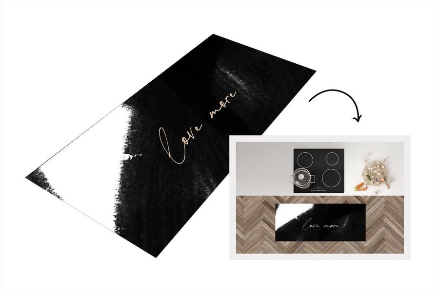 KitchenYeah Keukenloper Loper keuken Tekst Abstract Love more Quotes 120x50 cm Keukenloper vinyl