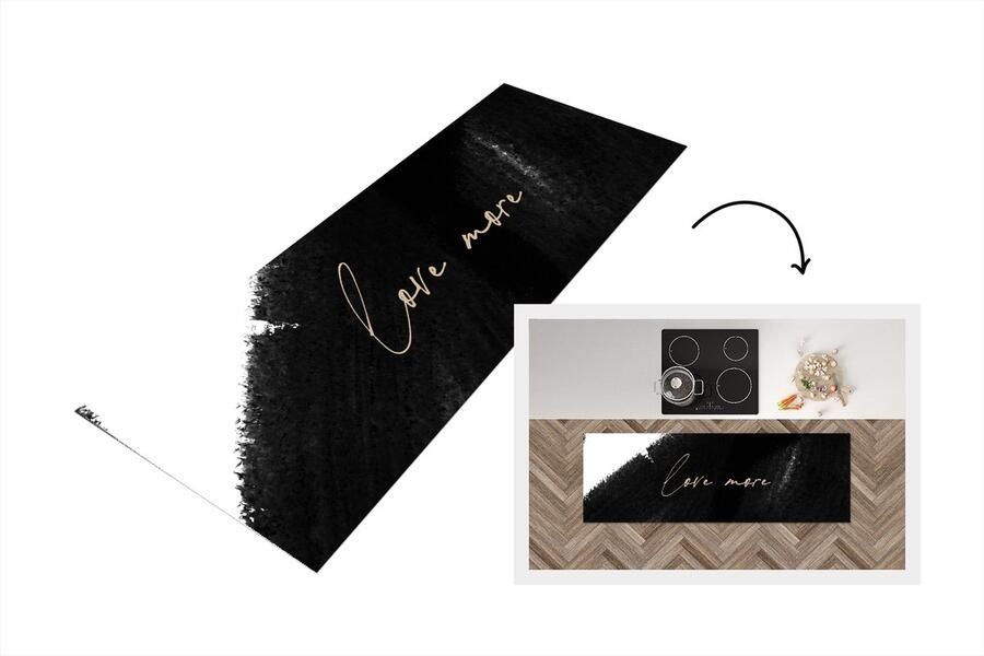 KitchenYeah Keukenloper Loper keuken Tekst Abstract Love more Quotes 180x60 cm Keukenloper vinyl