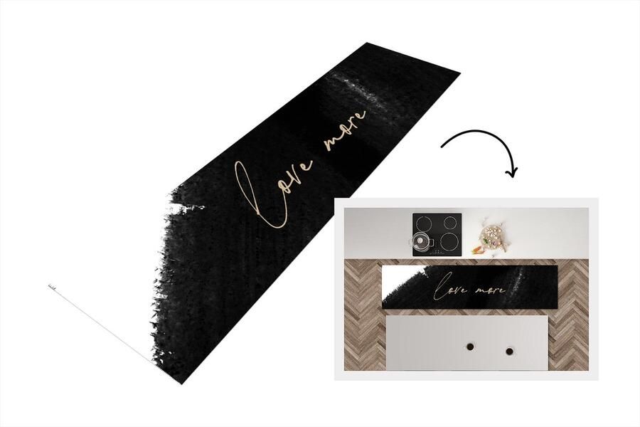 KitchenYeah Keukenloper Loper keuken Tekst Abstract Love more Quotes 200x50 cm Keukenloper vinyl