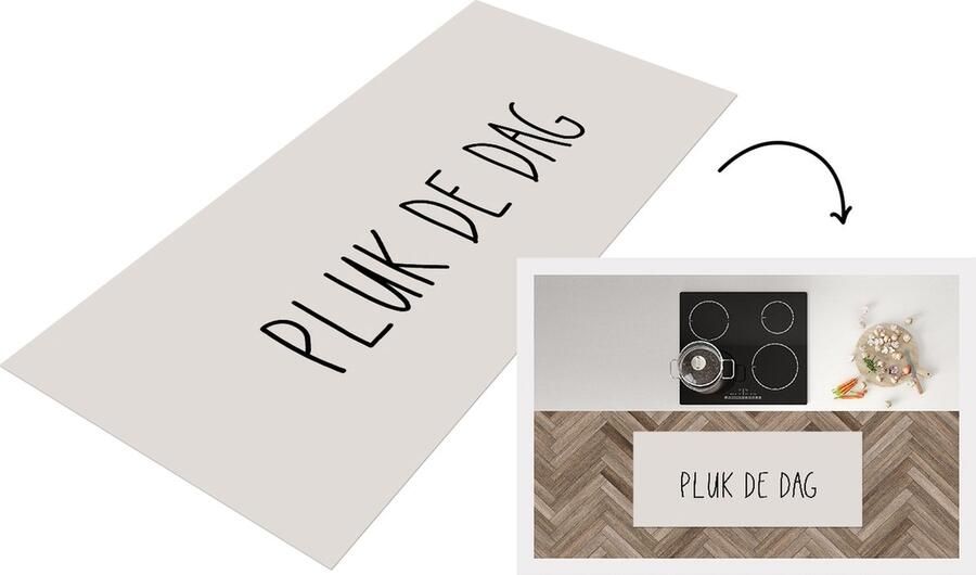 KitchenYeah Keukenloper Loper keuken Tekst Quotes Carpe Diem Pluk de dag 120x50 cm Keukenloper vinyl