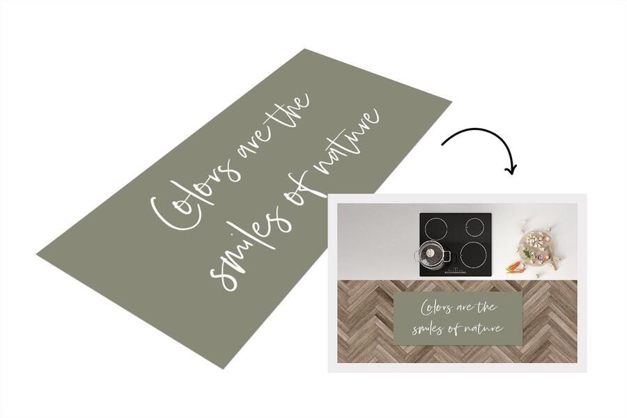 KitchenYeah Keukenloper Loper keuken Tekst Quotes Colors are the smiles of nature Natuur 120x50 cm Keukenloper vinyl