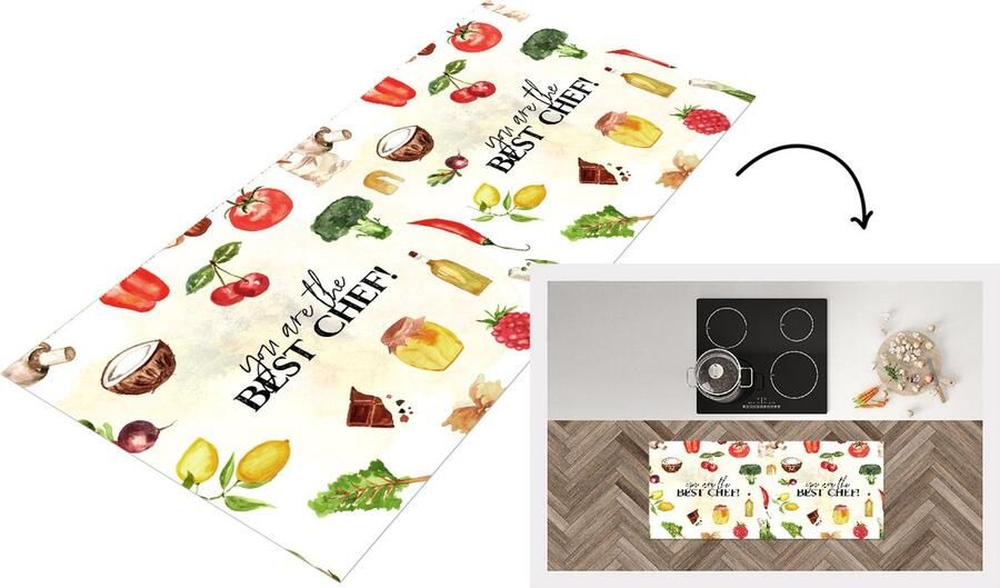 KitchenYeah Keukenloper Loper keuken Tekst You are the best chef Koken Eten Kok Keuken Hobby Spreuken 120x50 cm Keukenloper vinyl