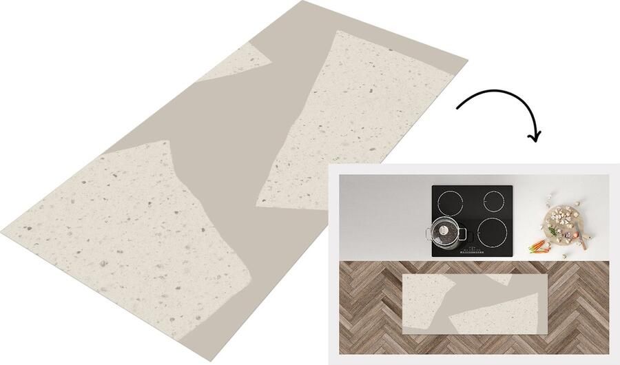 KitchenYeah Keukenloper Loper keuken Terrazzo Abstract Pastel Patronen 120x50 cm Keukenloper vinyl
