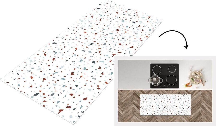 KitchenYeah Keukenloper Loper keuken Terrazzo Abstract Patroon 120x50 cm Keukenloper vinyl