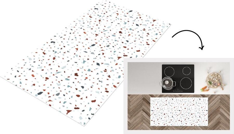 KitchenYeah Keukenloper Loper keuken Terrazzo Abstract Patroon 120x60 cm Keukenloper vinyl