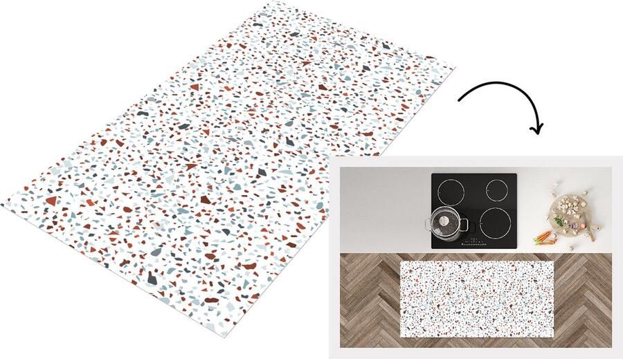 KitchenYeah Keukenloper Loper keuken Terrazzo Design Grijs Bruin 120x60 cm Keukenloper vinyl