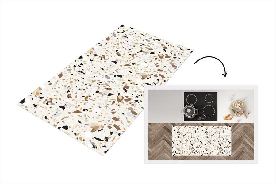 KitchenYeah Keukenloper Loper keuken Terrazzo Patronen Design 120x60 cm Keukenloper vinyl