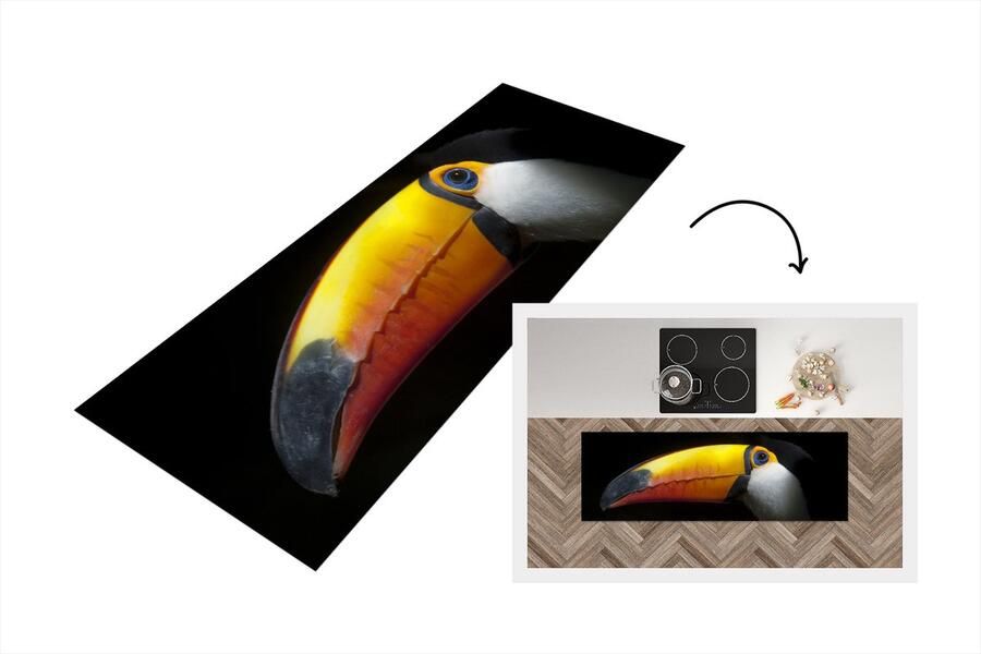 KitchenYeah Keukenloper Loper keuken Toekan Vogel Snavel 150x50 cm Keukenloper vinyl