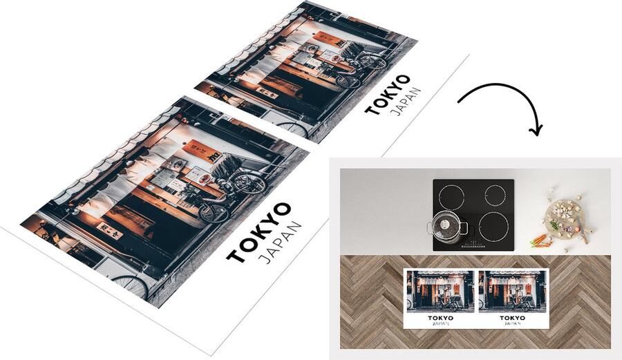 KitchenYeah Keukenloper Loper keuken Tokyo Japan Café 120x50 cm Keukenloper vinyl