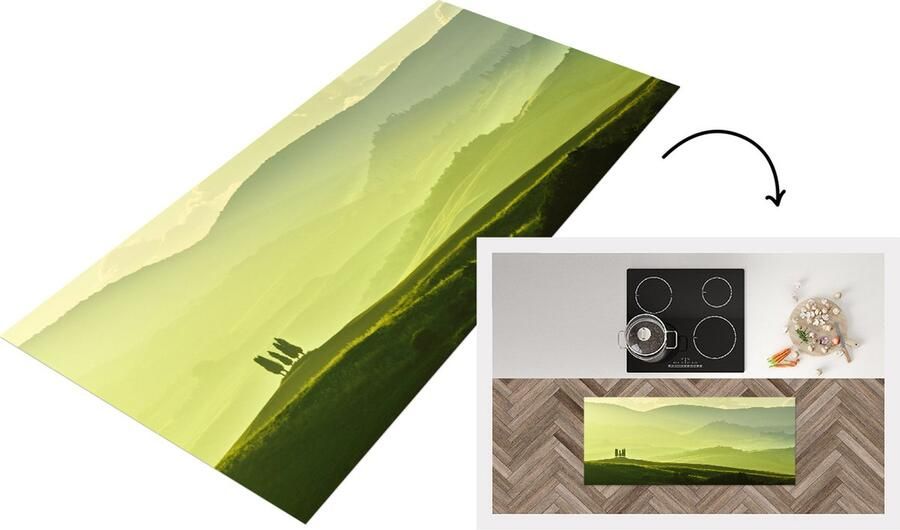 KitchenYeah Keukenloper Loper keuken Toscane Heuvels Groen 120x50 cm Keukenloper vinyl