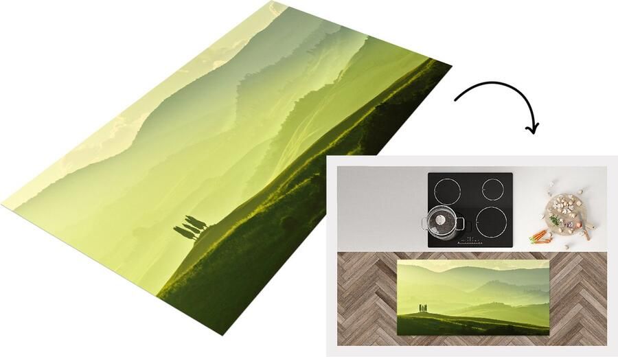 KitchenYeah Keukenloper Loper keuken Toscane Heuvels Groen 120x60 cm Keukenloper vinyl