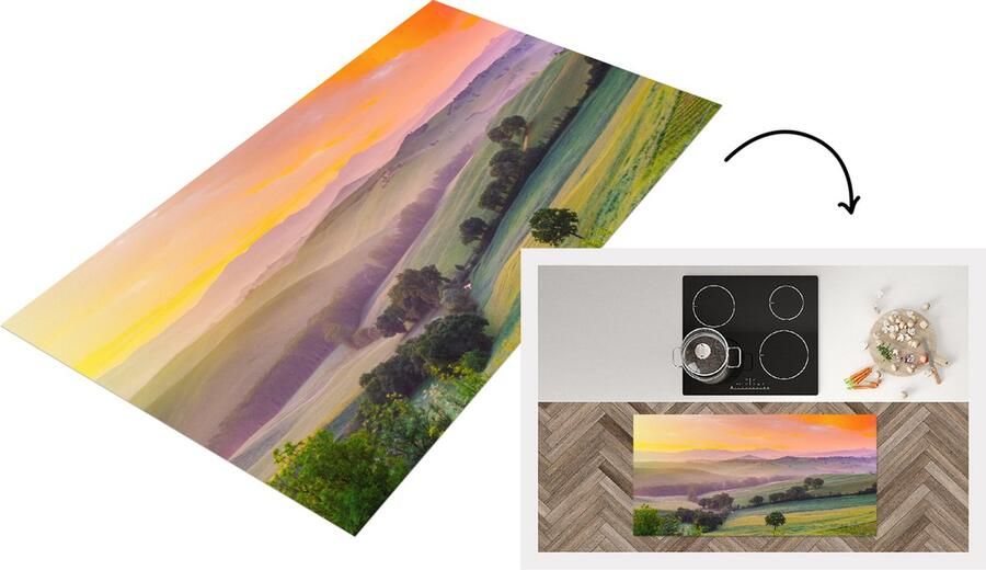 KitchenYeah Keukenloper Loper keuken Toscane Landschap Kleurrijk 120x60 cm Keukenloper vinyl