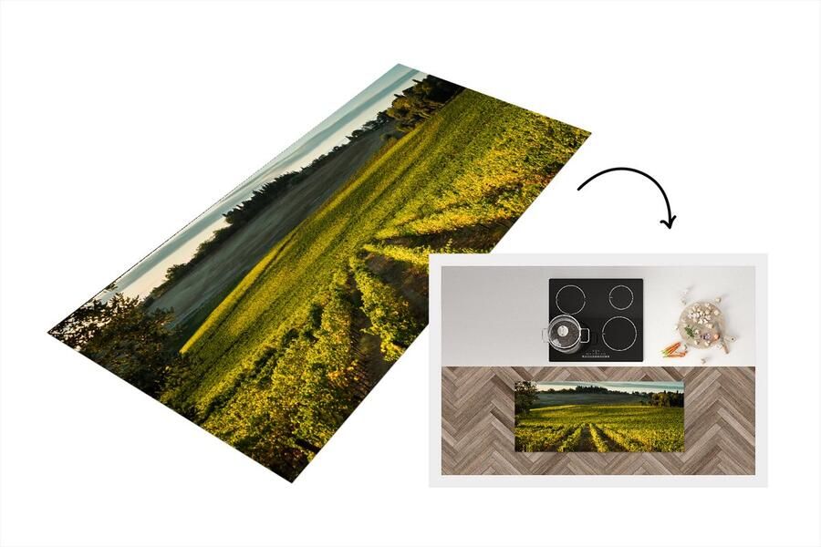 KitchenYeah Keukenloper Loper keuken Toscane Landschap Wijn 120x50 cm Keukenloper vinyl