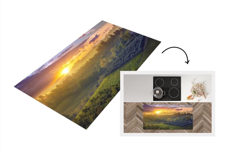KitchenYeah Keukenloper Loper keuken Toscane Landschap Zon 120x60 cm Keukenloper vinyl